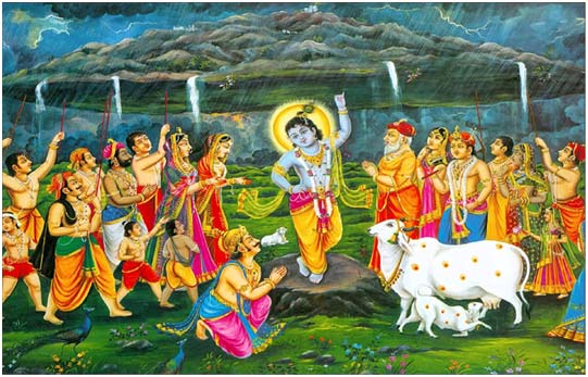 Govinda, who lifts Goverdhan as an umbrella